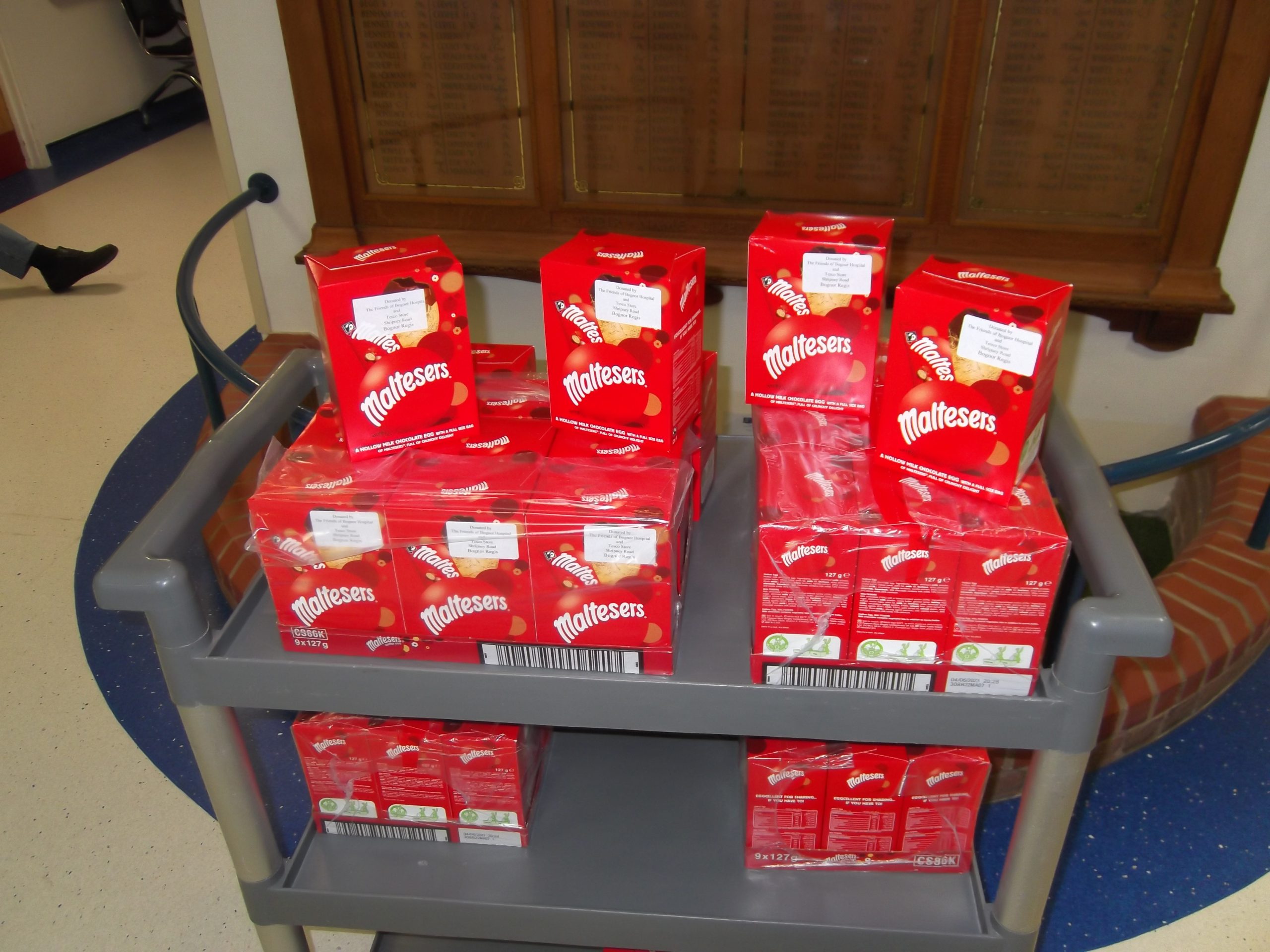 Malteser Easter Eggs on the ward trolley
