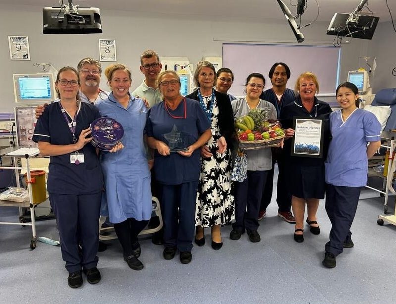 Staff of the Renal Dialysis Unit receive an Award certificate plus chocolate and a fruit platter for the team
