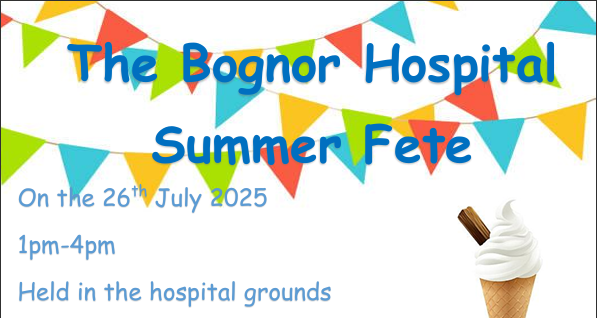 Summer Fete banner featuring multi-coloured bunting and an idea cream cone